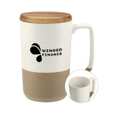 16 Oz. Tahoe Tea & Coffee Ceramic Mug with Wood Lid Imprinted with Logo (Q152422)