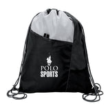 Mesh Drawstring Bags with Front Pull-Tab Pocket Imprinted with Logo (Q164311)