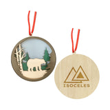 Layered Wood Ornament: Bear in Woods Imprinted with Logo (Q181332)