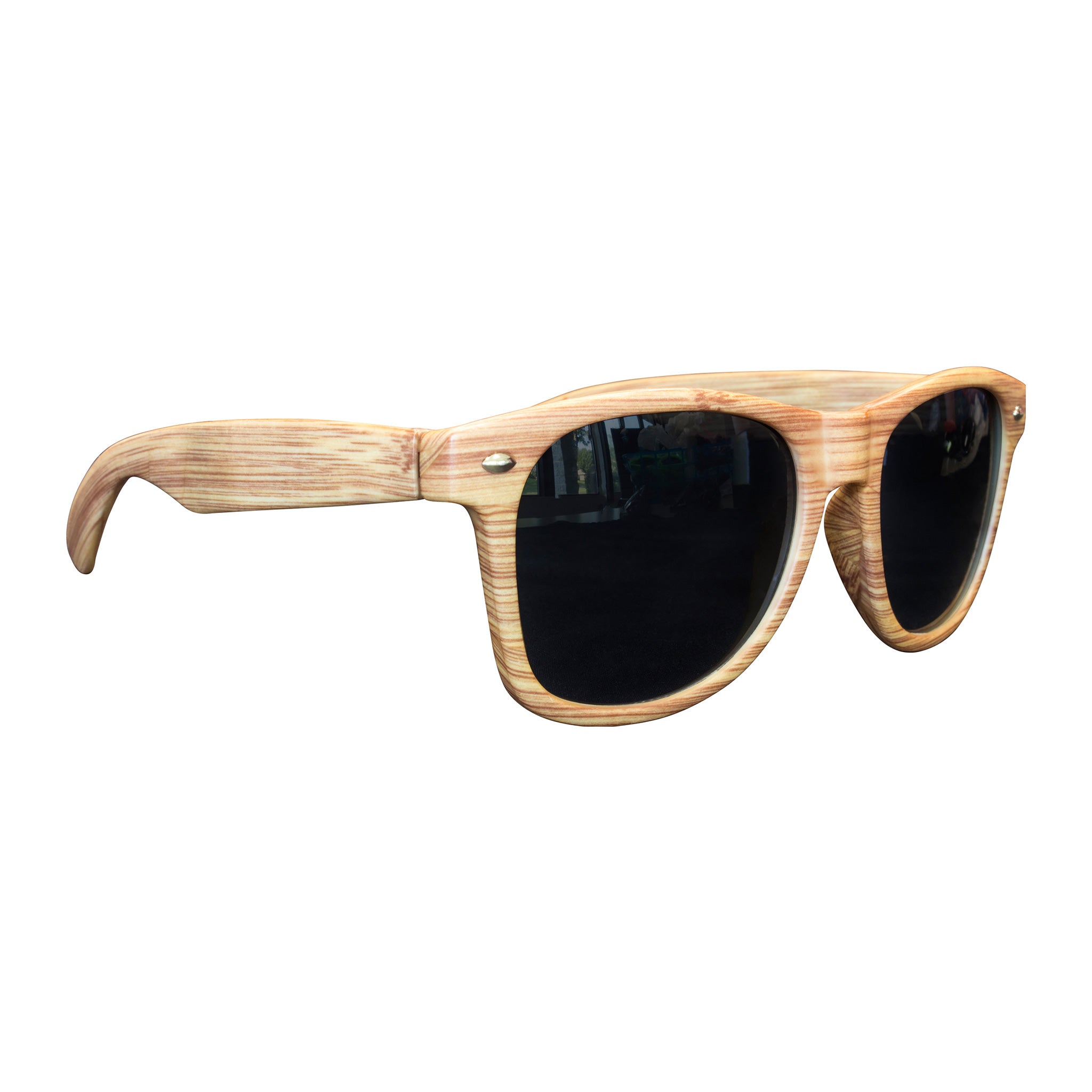 Light Wood Tone Polycarbonate Miami Sunglasses (Q192511)