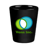 2 Oz. Black Ceramic Shot Glass Imprinted with Logo (Q256222)