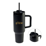 40 Oz. Adrian travel Tumbler With Straw - Black Imprinted with Logo (Q271922)