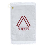 Premium Fringed Velour Golf Towel - White Imprinted with Logo (Q381322)