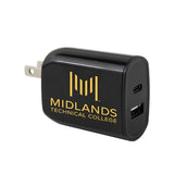 Voltcharge 12.5W 2-In-1 USB And Type C Wall Charger Adapter Imprinted with Logo (Q397022)