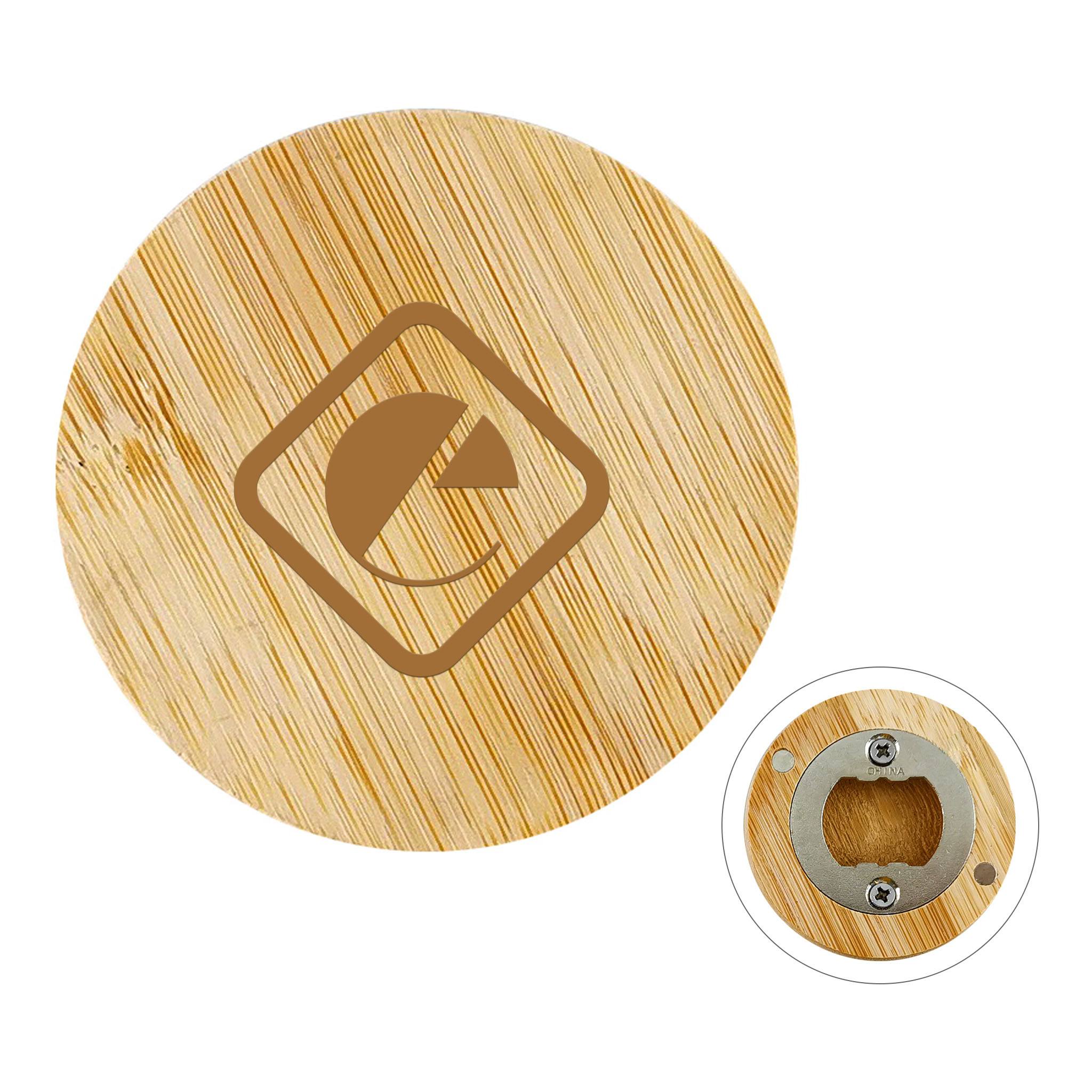 Bamboo Bottle Opener Magnet (Q404522)