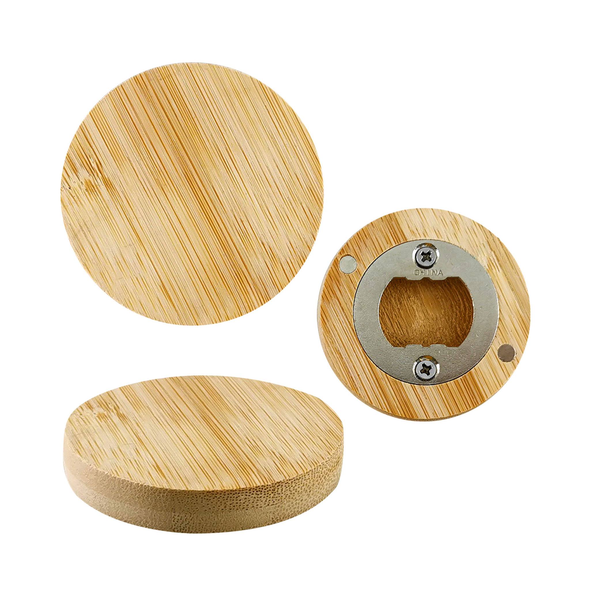 Bamboo Bottle Opener Magnet (Q404522)