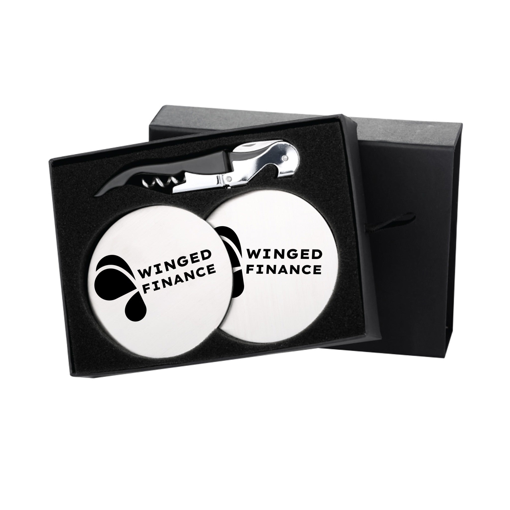 Haydin Waiter's Corkscrew And Stainless Steel Coaster Gift Set (Q427332)