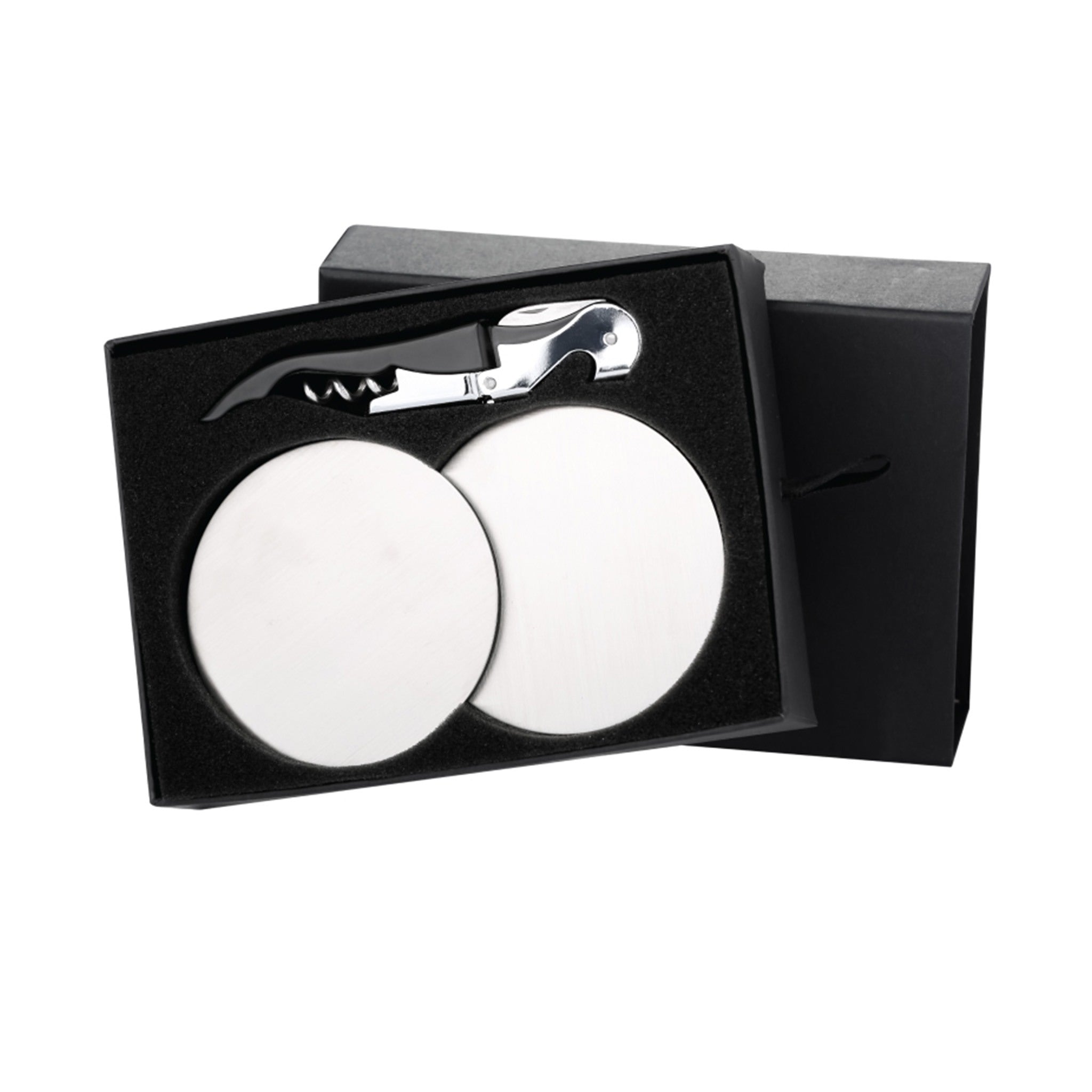 Haydin Waiter's Corkscrew And Stainless Steel Coaster Gift Set (Q427332)
