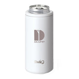 12 Oz. Swig Skinny Can Cooler - Matte White Imprinted with Logo (Q440522)