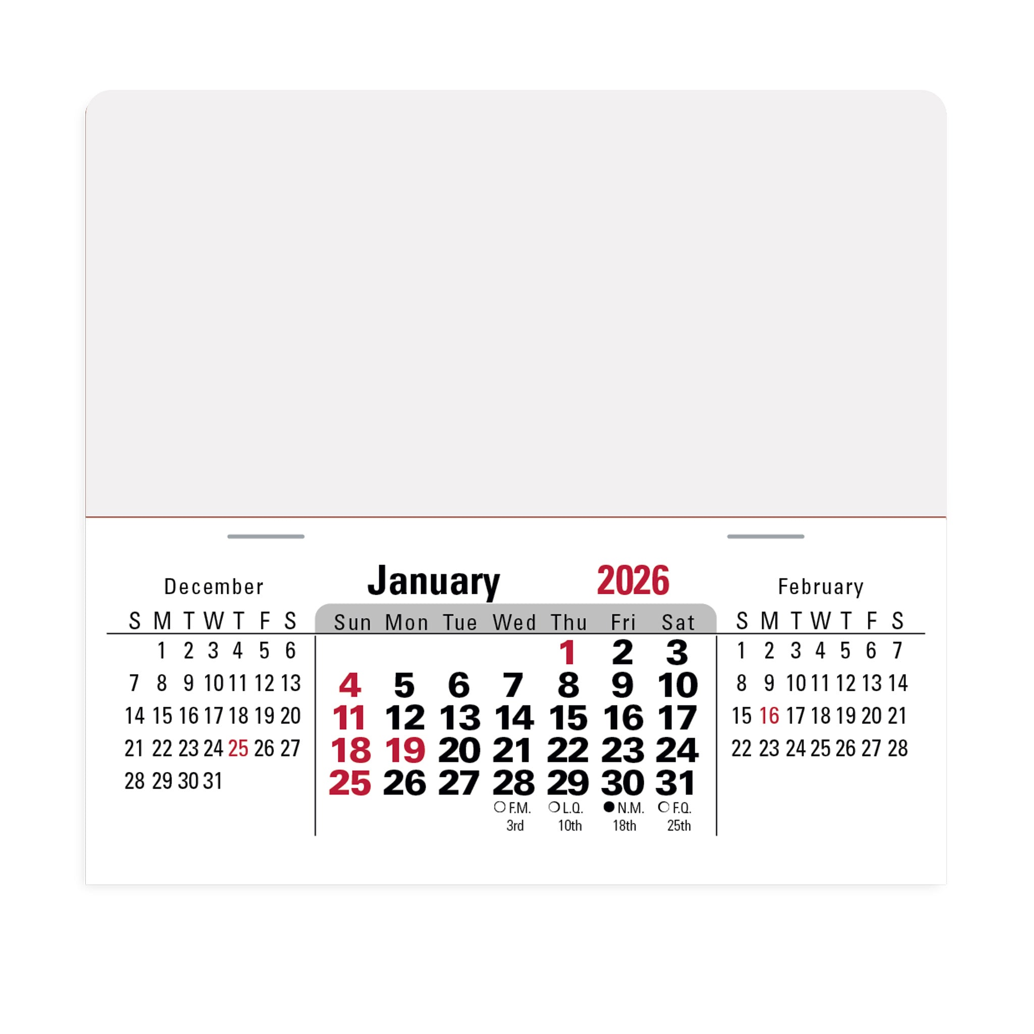 Press-N-Stick XL Header With 3-Month Horizontal Calendar (Q449122)