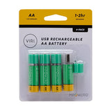 MPOWERD 4 Pack Rechargeable USB Batteries Imprinted with Logo (Q453922)