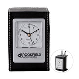 Leatherette Desk Clock & Pen Cup Imprinted with Logo (Q574311)