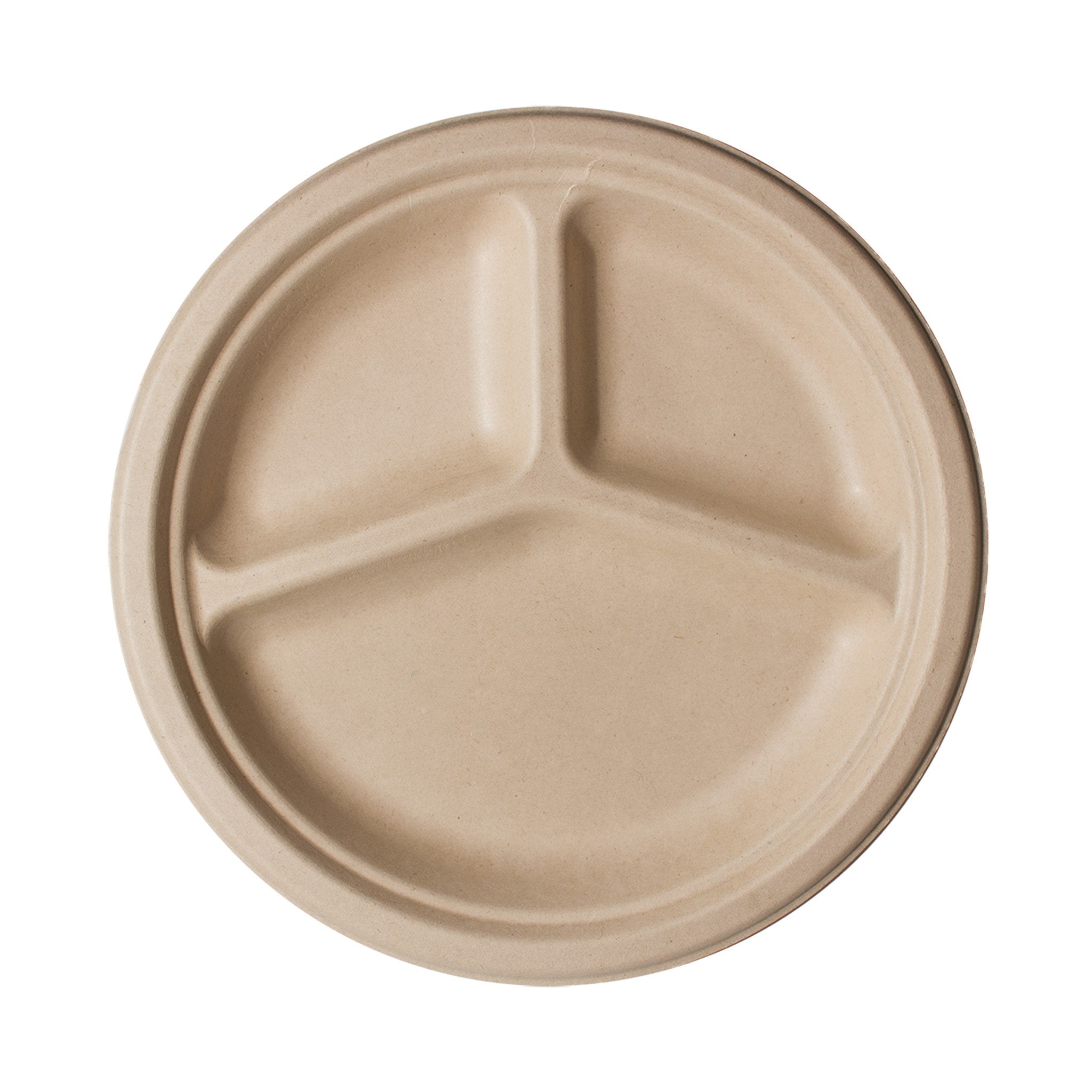 10 Inch Kraft 3-Compartment Compostable Paper Plate (Q607332)