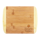 11 x 8.75 Inch Two-Tone Bamboo Cutting Board  Imprinted with Logo (Q625022)