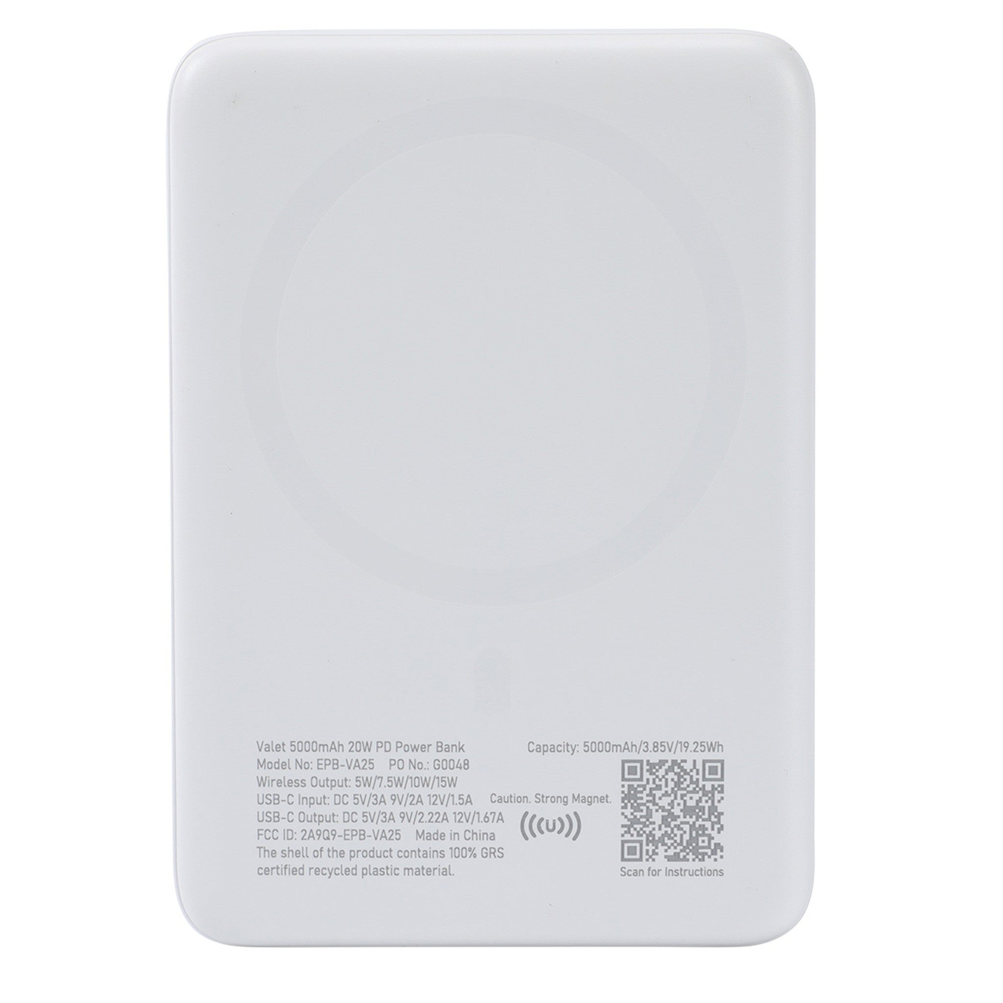 Valet 5000mAh 20W PD Power Bank With 15W Wireless Charger (Q658122)