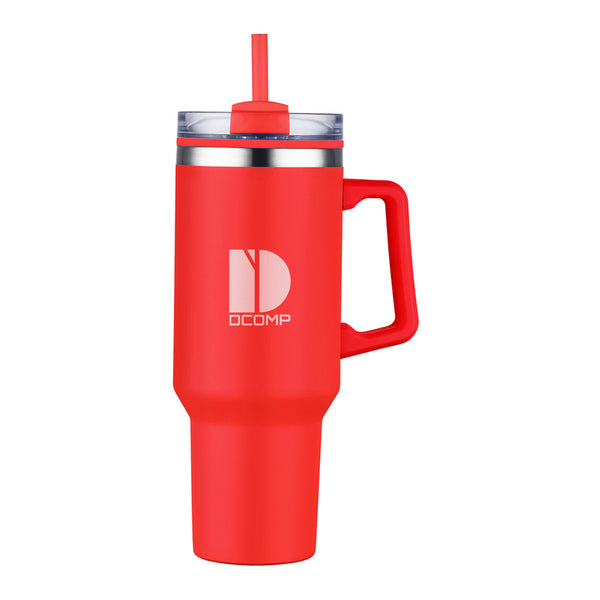 Custom 40 Oz. Double Wall Tumbler With Handle And Straw (Q661822