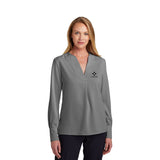 Brooks Brothers® Women's Open-Neck Satin Blouse Imprinted with Logo (Q709722)