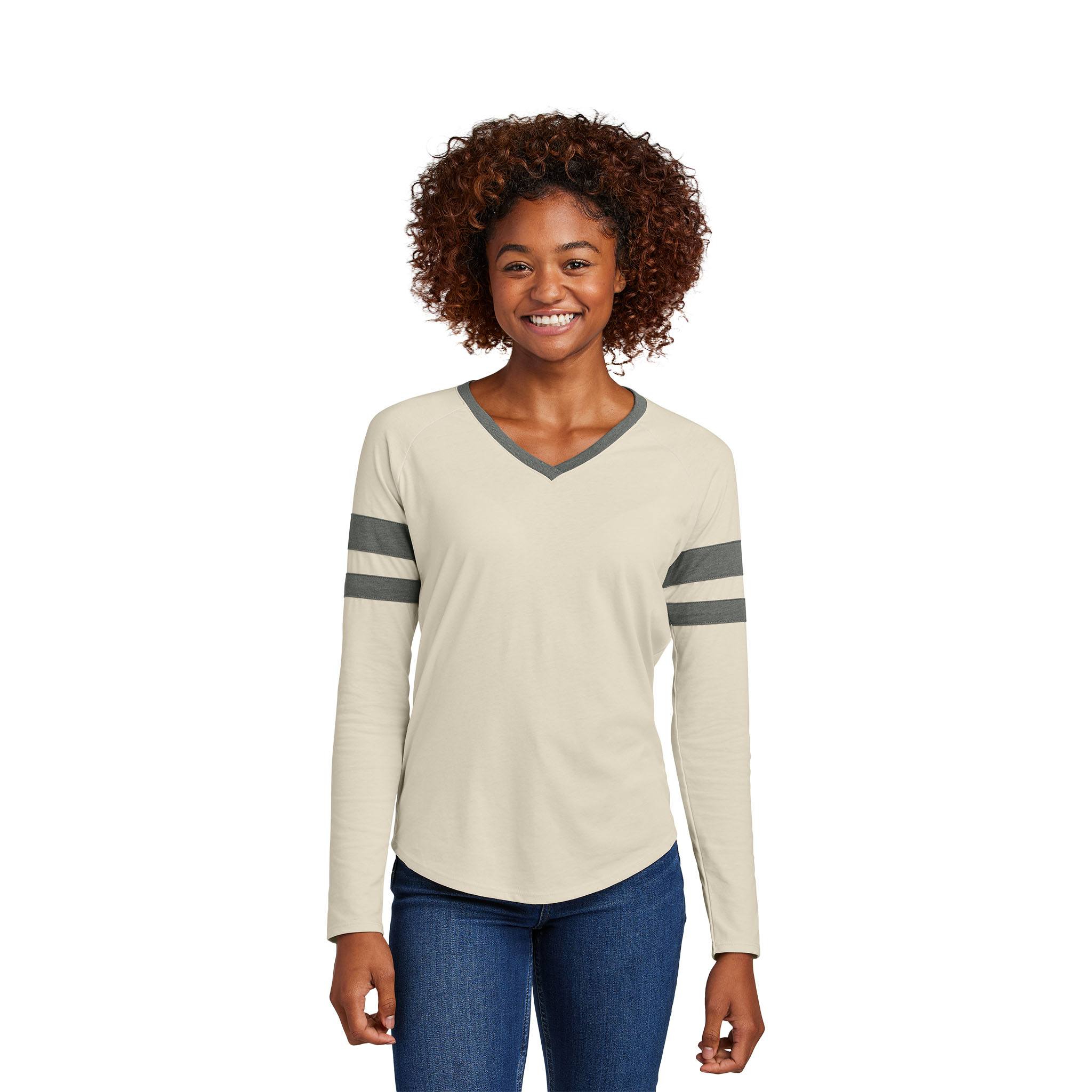 Sport-Tek® Ladies Halftime Stripe Long Sleeve V-Neck Tee (Q759922)