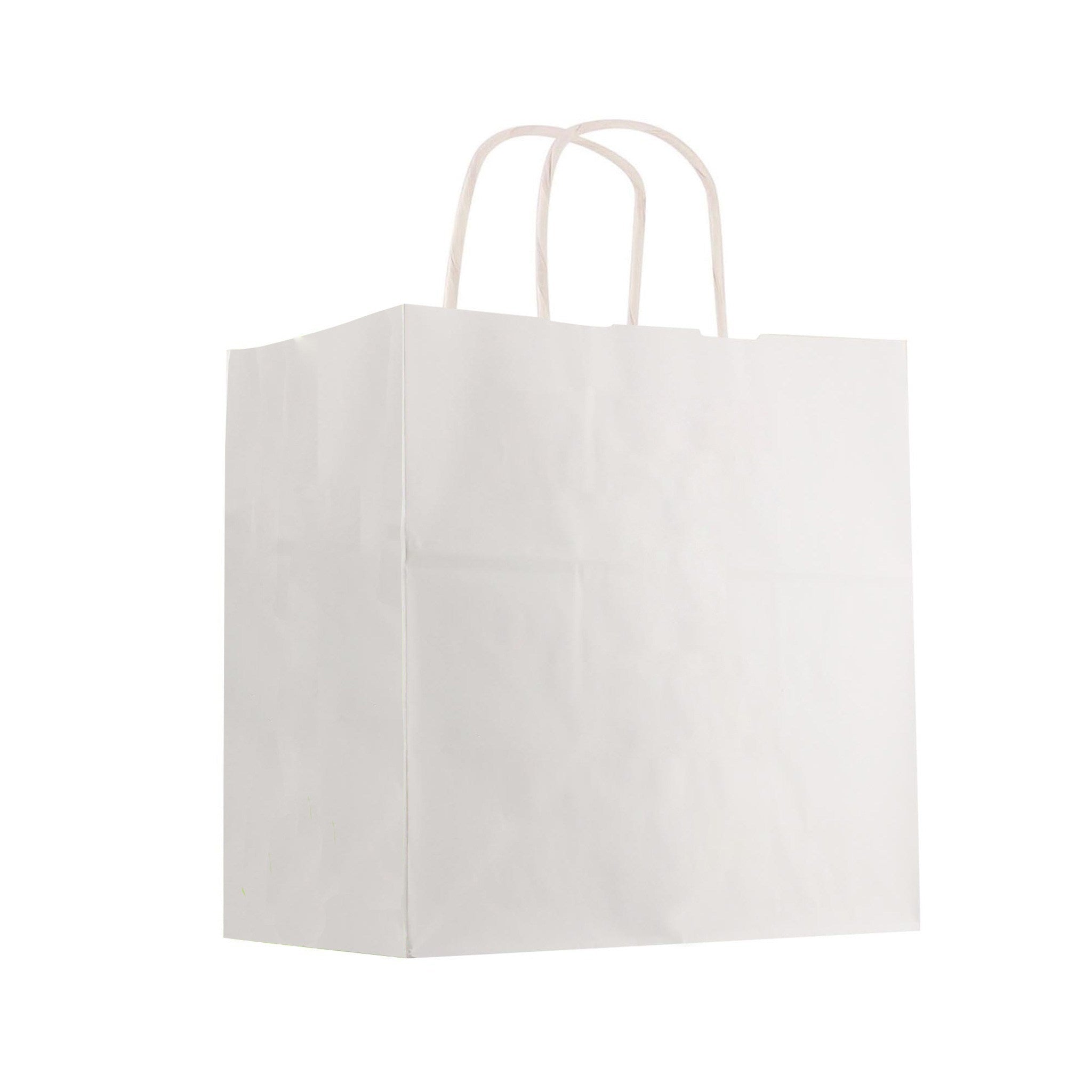 10" x 10" Kraft Paper White Shopping Bag (Q821111)
