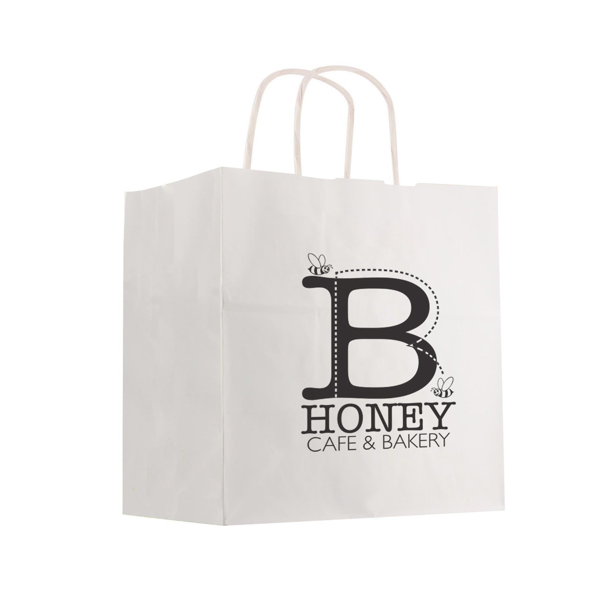 10" x 10" Kraft Paper White Shopping Bag (Q821111)