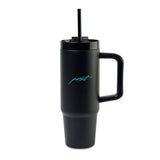 30 Oz. Adrian Travel Tumbler With Straw - Black Imprinted with Logo (Q861922)