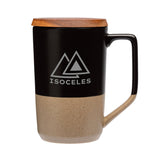 15 Oz. Mogiana Two-Tone Ceramic Mug With Wood Lid Imprinted with Logo (Q928322)