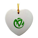 3 Inch Ceramic Ornament - Heart Imprinted with Logo (Q928822)