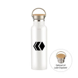 21 Oz. Liberty Stainless Steel Bottle With Wood Lid Imprinted with Logo (Q943811)