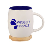 Hearth Ceramic Mugs with Wood Lid-Coaster (14 oz) Imprinted with Logo (Q949411)