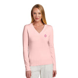 Brooks Brothers® Women's Cotton Stretch V-Neck Sweater Imprinted with Logo (Q978722)