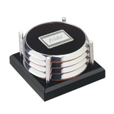 Four Coasters With Black Acrylic Tray Imprinted with Logo (Q166622)