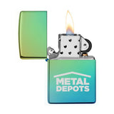 High Polish Teal Zippo® Windproof Lighter Imprinted with Logo (Q167211)