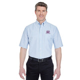 UltraClub Men's Men’s Classic Wrinkle-Resistant Short-Sleeve Oxford Imprinted with Logo (Q172611)