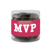 Dark Chocolate Mini Pretzels in Round Acetates Imprinted with Logo (Q212411)