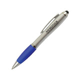 PDA Silver Barrel Stylus Twist Pens with Rubber Grip Imprinted with Logo (Q243511)