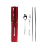 3 In 1 Chopsticks Fork Spoon Cutlery Set Imprinted with Logo (Q248011)
