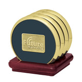 Four Coasters With Solid Cherry Stand Imprinted with Logo (Q266622)