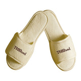 Open Toe Terry Slippers With Velcro Closure Imprinted with Logo (Q268811)