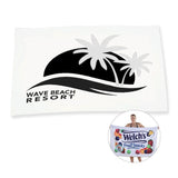 35 x 60 15 Lb. Velour Hemmed Beach Towels - White Imprinted with Logo (Q319011)