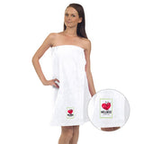Women’s Premium Terry Velour White Spa Wrap Imprinted with Logo (Q354211)