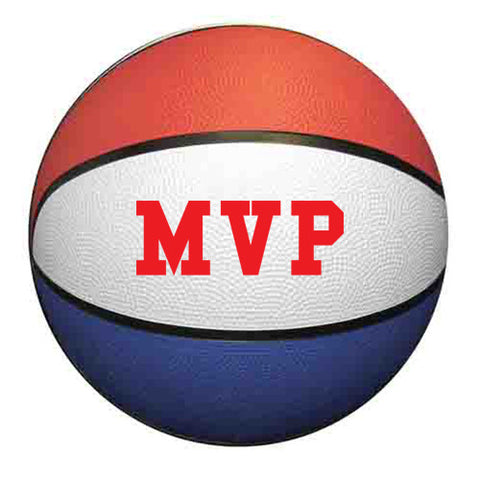 Logoed Full Size Rubber Basketball Red White Blue (29.5" circumference) (Q465265) - - 1