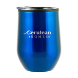 12 Oz. Bay Mist Stainless Wine Tumbler With Lid Imprinted with Logo (Q558422)