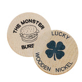Lucky Wooden Nickels Imprinted with Logo (Q568411)