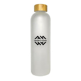 33.8 Fl. Oz. Canton Glass Bottle With Bamboo Lid  Imprinted with Logo (Q589622)