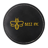 Benson Bonded Leather Round Coaster Single Imprinted with Logo (Q609422)