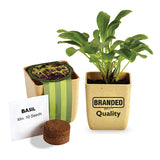 Flower Pot Set with Basil Seeds Imprinted with Logo (Q667511)