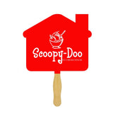 Sandwiched Hand Fan Two Sided One Spot Color Imprint - House Shaped Imprinted with Logo (Q672611)
