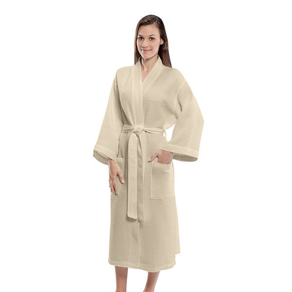 Mid Calf Length Waffle Weave Kimono Robe (Q704211)