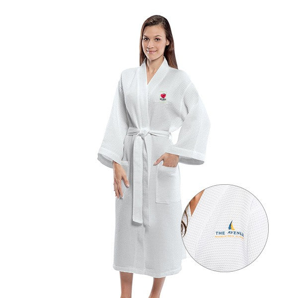 Mid Calf Length Waffle Weave Kimono Robe (Q704211)