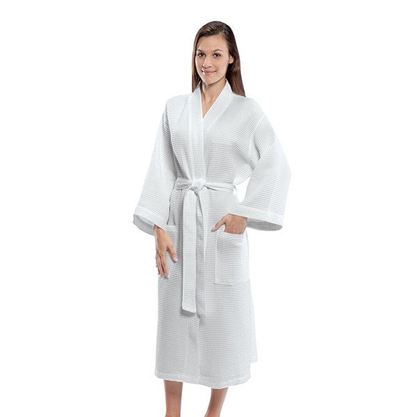 Mid Calf Length Waffle Weave Kimono Robe (Q704211)
